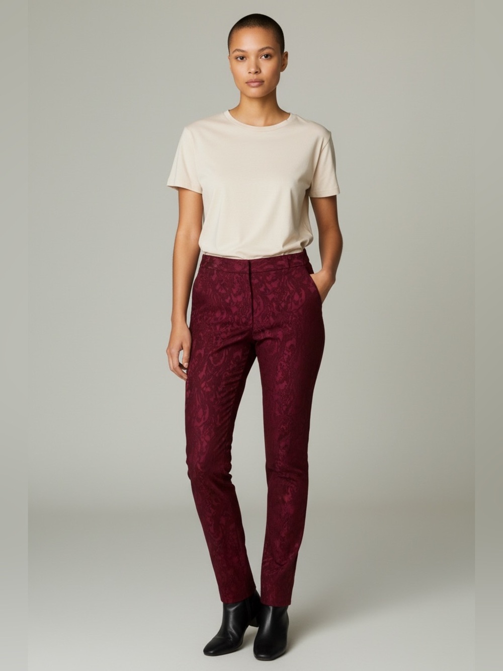 *White House Black Market the Slim Ankle Burgundy Cropped Pants